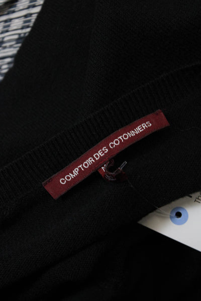 Comptoir Des Cotonniers Womens Long Sleeve Scoop Neck Sweater Black Size Medium
