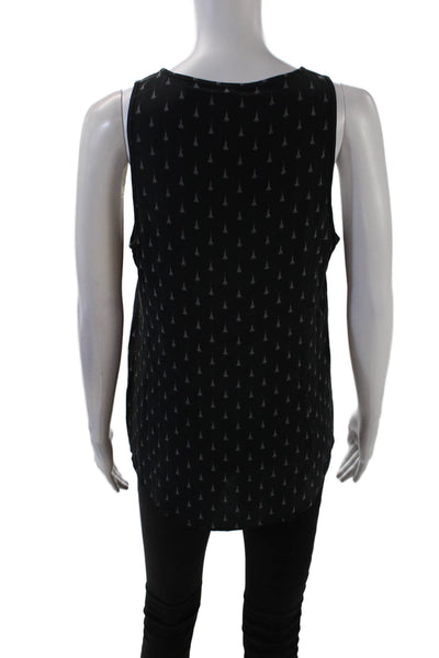 Joie Womens Scoop Neck Abstract Printed Silk Tank Top Black Gray Size Small