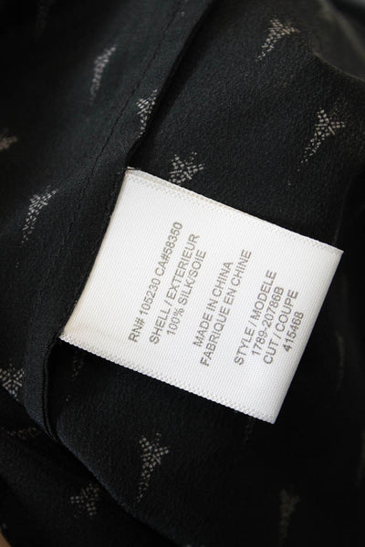 Joie Womens Scoop Neck Abstract Printed Silk Tank Top Black Gray Size Small