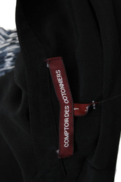 Comptoir Des Cotonniers Womens Short Sleeve V Neck Silk Blouse Black Size 1