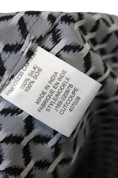 Joie Womens 3/4 Sleeve V Neck Abstract Silk Shirt Gray Black Size Medium