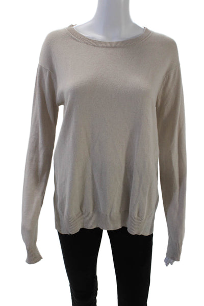 Comptoir Des Cotonniers Womens Long Sleeve Scoop Neck Sweater Beige Size Medium