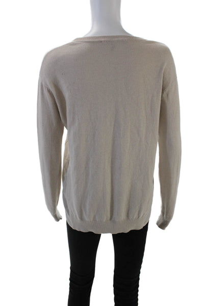 Comptoir Des Cotonniers Womens Long Sleeve Scoop Neck Sweater Beige Size Medium