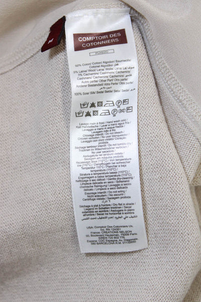 Comptoir Des Cotonniers Womens Long Sleeve Scoop Neck Sweater Beige Size Medium