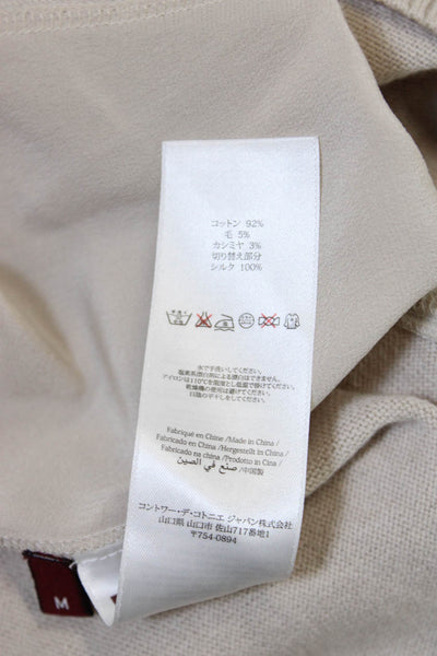 Comptoir Des Cotonniers Womens Long Sleeve Scoop Neck Sweater Beige Size Medium