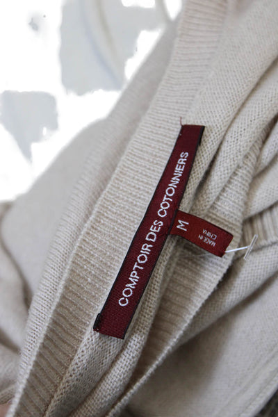 Comptoir Des Cotonniers Womens Long Sleeve Scoop Neck Sweater Beige Size Medium