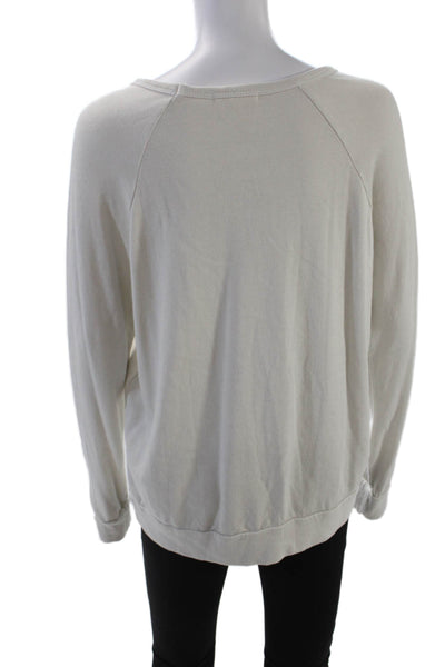 Sundry Womens Long Sleeve Scoop Neck Rainbow Heart Sweatshirt White Size 2