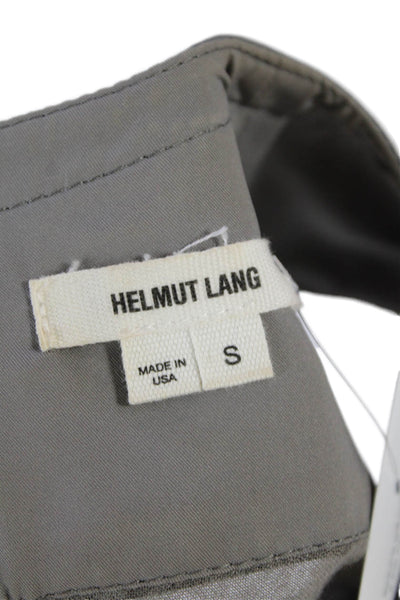 Helmut Lang Womens Leather Round Neck Zip Back Sleeveless Tank Top Gray Size S