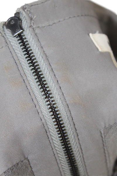 Helmut Lang Womens Leather Round Neck Zip Back Sleeveless Tank Top Gray Size S