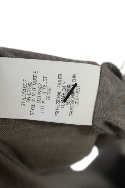 Helmut Lang Womens Leather Round Neck Zip Back Sleeveless Tank Top Gray Size S