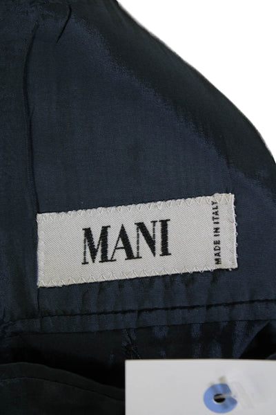 Mani Mens Wide Lapel Two Button Blazer Jacket Navy Blue Wool Size 44