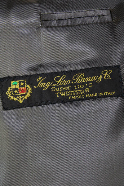 Boss Hugo Boss Mens Plaid Three Button Blazer Jacket Black Wool Size 44 Regular