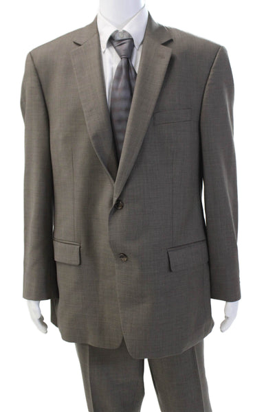 Michael Michael Kors Mens Two Button Flat Front Suit Taupe Brown Size 46/40