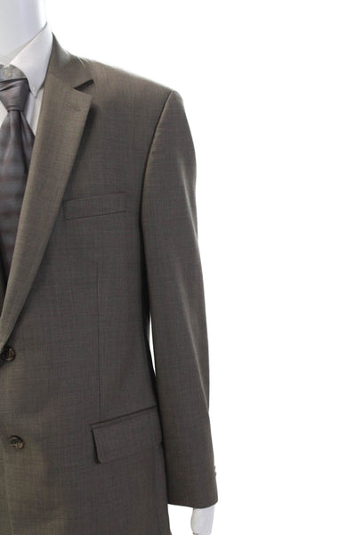 Michael Michael Kors Mens Two Button Flat Front Suit Taupe Brown Size 46/40