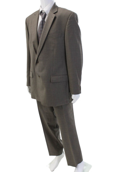 Michael Michael Kors Mens Two Button Flat Front Suit Taupe Brown Size 46/40