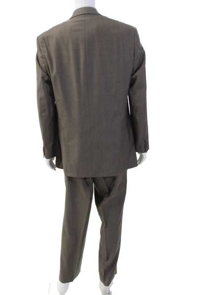 Michael Michael Kors Mens Two Button Flat Front Suit Taupe Brown Size 46/40
