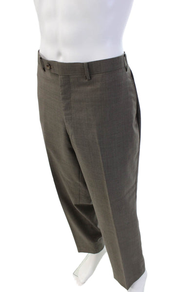 Michael Michael Kors Mens Two Button Flat Front Suit Taupe Brown Size 46/40
