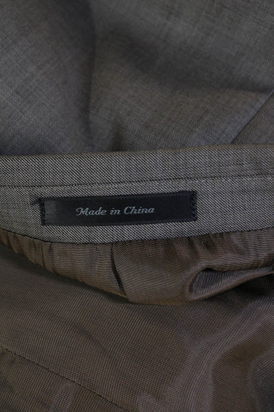 Michael Michael Kors Mens Two Button Flat Front Suit Taupe Brown Size 46/40