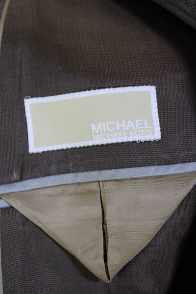 Michael Michael Kors Mens Two Button Flat Front Suit Taupe Brown Size 46/40