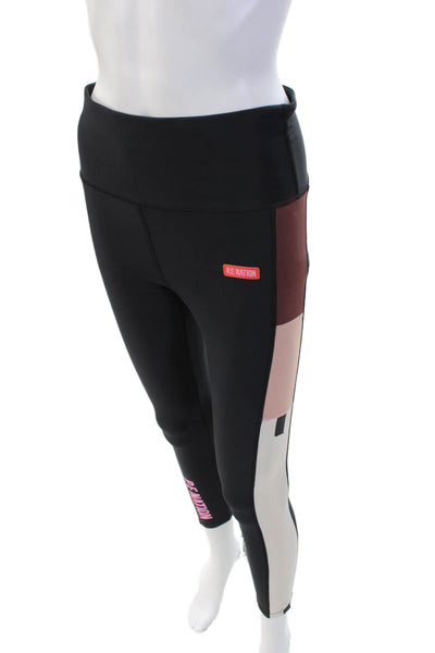 PE Nation Womens Graphic Print Elastic High Waisted Leggings Black Size S