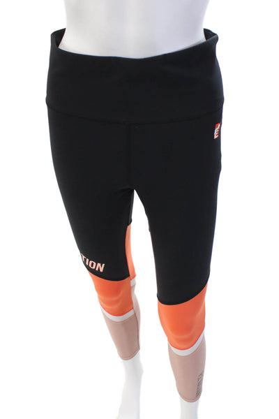 PE Nation Womens Graphic Colorblock Print High Waisted Leggings Black Size L