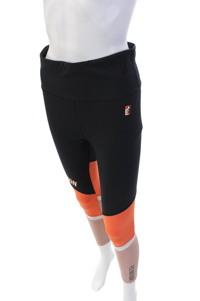 PE Nation Womens Graphic Colorblock Print High Waisted Leggings Black Size L