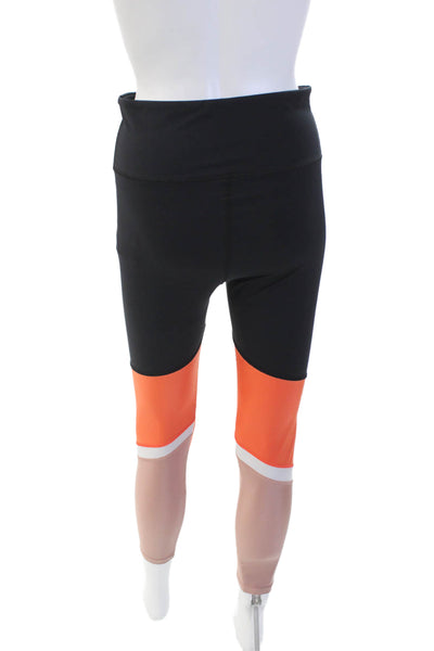 PE Nation Womens Graphic Colorblock Print High Waisted Leggings Black Size L