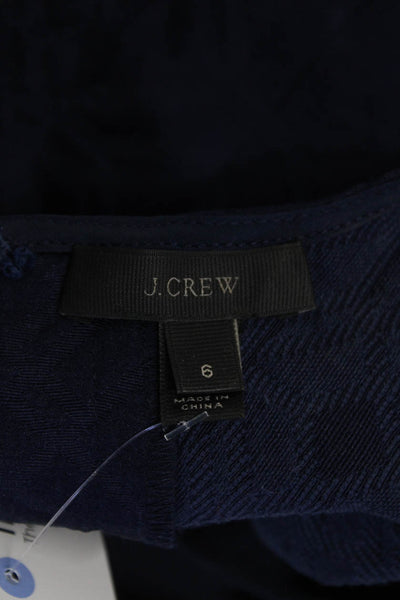 J Crew Womens 3/4 Sleeve Crew Neck Zipper Trim Blouse Navy Cotton Size 6