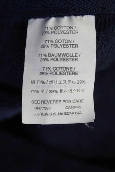 J Crew Womens 3/4 Sleeve Crew Neck Zipper Trim Blouse Navy Cotton Size 6