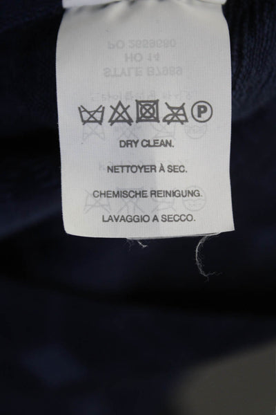 J Crew Womens 3/4 Sleeve Crew Neck Zipper Trim Blouse Navy Cotton Size 6