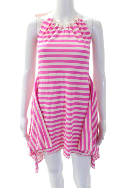 Crewcuts Girls Cotton Striped Asymmetric Handkerchief Dress Pink Size 10