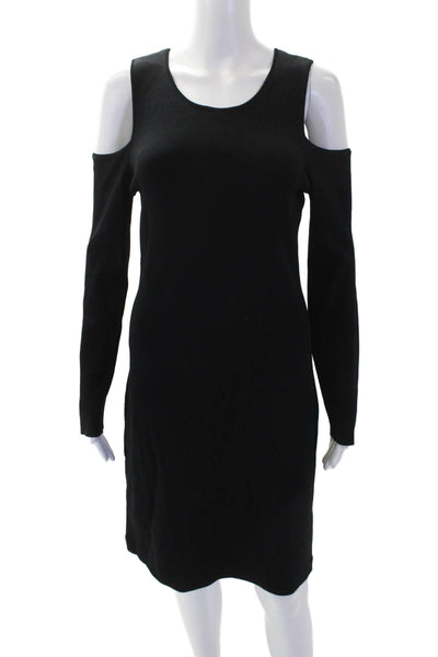 Eliza J Womens Knit Long Sleeve Cold Shoulder Bodycon Dress Black Size PL