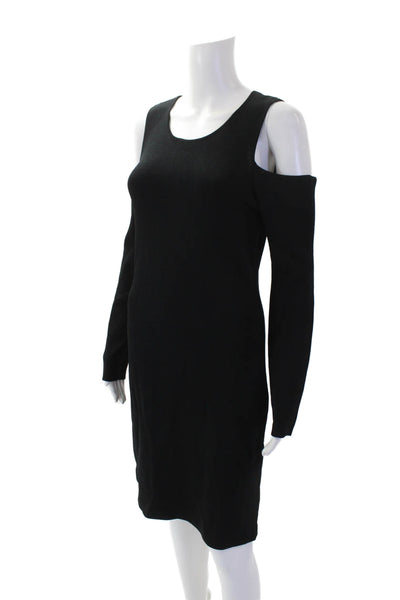 Eliza J Womens Knit Long Sleeve Cold Shoulder Bodycon Dress Black Size PL