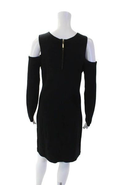 Eliza J Womens Knit Long Sleeve Cold Shoulder Bodycon Dress Black Size PL