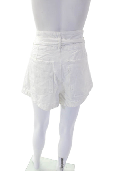 DL1961 Womens Cotton Blend Belted High-Rise Denim Shorts White Size 29