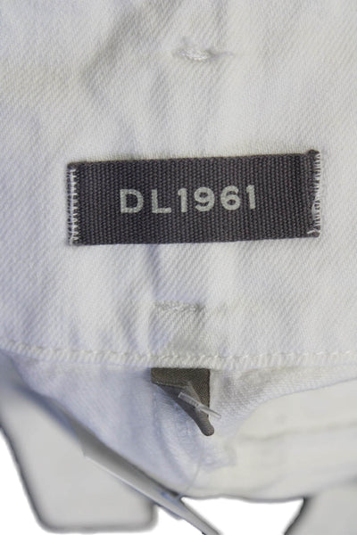 DL1961 Womens Cotton Blend Belted High-Rise Denim Shorts White Size 29