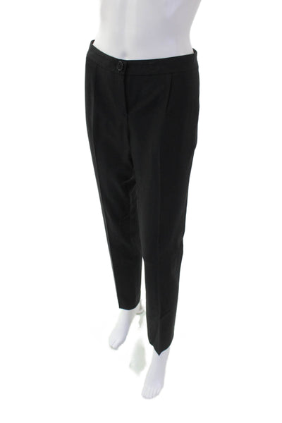 Theory Womens Wool Tailored Slim Fit Straight Leg Zip Fly Pants Black Size 4