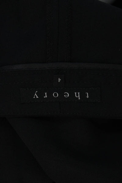 Theory Womens Wool Tailored Slim Fit Straight Leg Zip Fly Pants Black Size 4