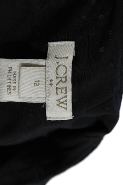 J Crew Womens Cotton Eyelet Detail Short Sleeve Mini Dress Black Size 12