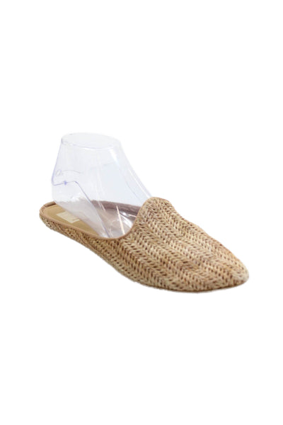 Dolce Vita Womens Woven Detail Slip On Pointed Toe Mule Flats Beige Size 9.5