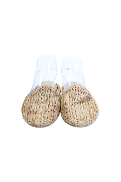 Dolce Vita Womens Woven Detail Slip On Pointed Toe Mule Flats Beige Size 9.5