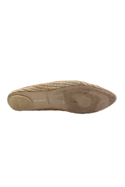 Dolce Vita Womens Woven Detail Slip On Pointed Toe Mule Flats Beige Size 9.5