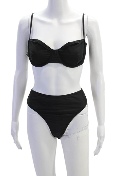 J Crew Womens High Rise Bikini Bathing Suit Black Size Extra Large 34/D