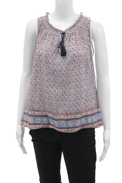 Joie Womens Sleeveless Keyhole Paisley Printed Blouse White Blue Size Medium