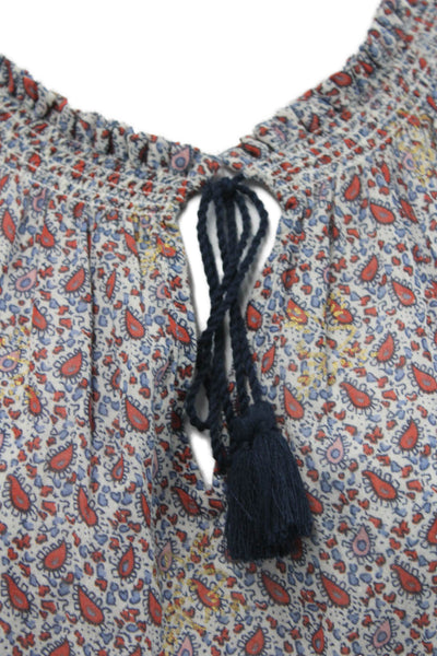 Joie Womens Sleeveless Keyhole Paisley Printed Blouse White Blue Size Medium