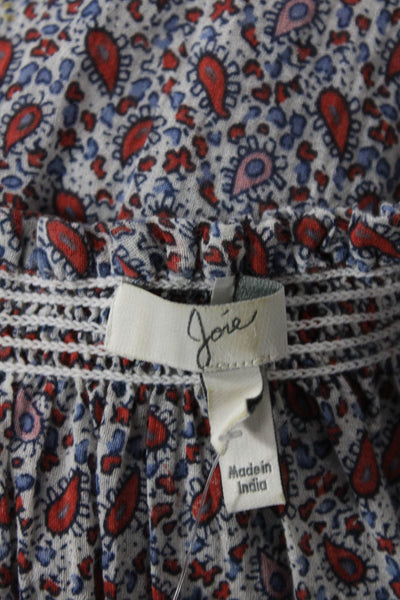 Joie Womens Sleeveless Keyhole Paisley Printed Blouse White Blue Size Medium