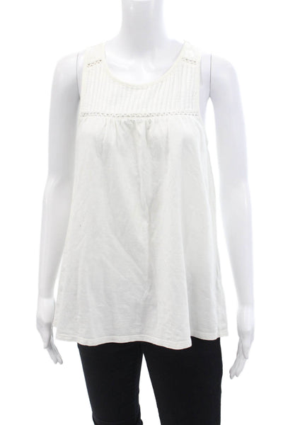 Soft Joie Womens Scoop Neck Boxy Knit Tank Top White Cotton Size Extra Small