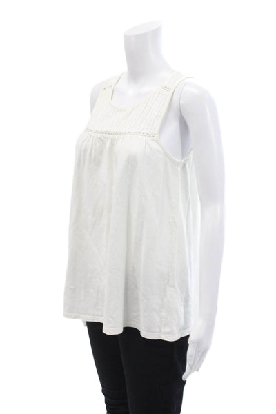 Soft Joie Womens Scoop Neck Boxy Knit Tank Top White Cotton Size Extra Small