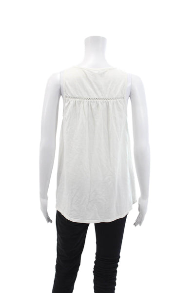 Soft Joie Womens Scoop Neck Boxy Knit Tank Top White Cotton Size Extra Small