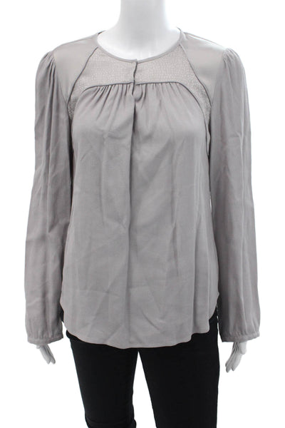 Comptoir Des Cotonniers Womens Long Sleeve Scoop Neck Shirt Gray Size IT 38